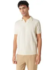 [Ben Sherman] Jacquard Open Neck Polo Tee in Ecru