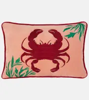 [Les-Ottomans] Les-Ottomans Crab embroidered velvet cushion One Size pink