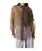 Brunello Cucinelli Herbarium Appliqué Crispy Satin Shirt S,XS,L,M cocoa