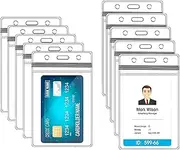 10PCS Vertical ID Badge Holders, Sealable Waterproof Clear Plastic Holder, Fits RFID/Proximity/Badge Swipe Cards or Credit Card