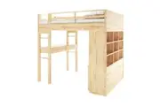 Gio Loft Bed with Cabinet and Desk - King Single - Natural