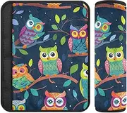 Cartoon Hand-Painted Owl Group in Color_1 2 Pack Seatbelt Shoulder Strap pad, Release Stress to Your Neck and Shoulders, seat Belt Cover pad for Most Cars SUV Most Cars