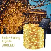 Solar Power LED Strip Rope Lights Fairy String Light Xmas Outdoor Light 300 LEDs