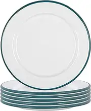 Argon Tableware Enamel Side Plates - 20cm - Pack of 6 - Green Dining Plates Lightweight Small Dinner Dish for Appetisers, Starters, Mains, Sides, Desserts