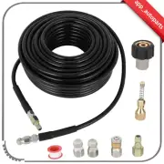Sewer Jetter Nozzles Kit For Pressure Washer 100FT 1/4"M-NPT Drain Cleaning Hose