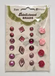 Shades Of Pink Scrapbooking Brads By Petaloo Bling Gems Pearls Flowers