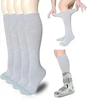 VEIGIKE Replacement Sock Liner for Orthopedic Walking Boots Walker Brace,Tube Socks Under Air Cam Walkers and Fracture Boot Cast Shoe Surgical leg Cover Grey 2 Pairs