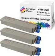 3 Pack Black Compatible Toner Cartridge for OKI 43865728 (8,000 Pages) for OKI C5850 C5950