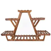 Plant Stand Carbonized Wood Plant Stand Holder Flower Display Pot Rack 6 Tier