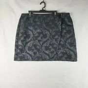 Ann Taylor Loft Faux Wrap Skirt Womens 18 Black Lined Sparkly New Year Party