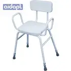 Perching Stool / Resting Chair for Kitchen Bathroom with Arms and Padded Back