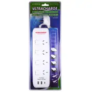 Ultracharge 4-Outlet Switch Surge Protection Strip with USB & USB-C Charging Ports