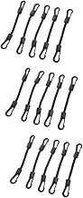 KOMBIUDA 15 Pcs Elastic String Hook Bungee with Carabiners Portable Hook Strap Bungee Tie Downs Mini Bungee Cords Net Shock Cord for Tent Poles Bungee Connectors Ratchet Tiedown Black See