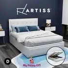 Artiss Bed Frame DOUBLE Size Gas Lift Storage Mattress Base Wooden White TIYO