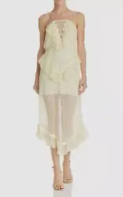 $950 Alice McCall Women's Yellow Wonders Ruffle Sleeveless Midi Dress Size US 8