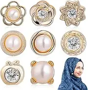 OHPHCALL Hijab Magnet Pins 8 Pcs Safety Pins for Scarf No Sew Buttons Shirt Button Pins No Sew Brooch Buttons Magnet Pins for Jeans