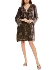 Johnny Was Kimono Sleeve Relaxed Silk-Blend Shift Dress