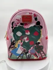 NWT DISNEY LOUNGEFLY ALICE IN WONDERLAND PAINTING THE ROSES RED MINI BACKPACK
