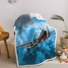 Plane Flew Dangerous Clouds 3D Warm Plush Fleece Blanket Picnic Sofa Couch