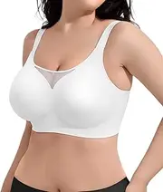[SHAPERX] Wireless Bras for Women V Mesh Supportive Full Coverage Everyday Bralette No Underwire Seamless T Shirt Push Up Bra