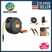 Compact and Lightweight 1/4" x 65' Retractable Air Hose Reel with Brass Fittings