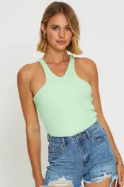 Green Singlet Top - Size S, Women's Singlet Regular