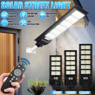 1200W Solar Security Lights Outdoor LED PIR Motion Sensor Flood Garden Light NEW
