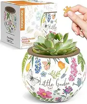 PieceRelax 3D Puzzle Planter - Little Garden - Small Round Plant Pots with Drainage, Home Decor Flower Pots for Indoor Cactus, Succulents Pots [K1116]