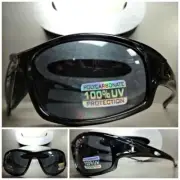 Men's WRAP AROUND SPORT BIFOCAL READING SUN GLASSES READERS Black Frame +2.00