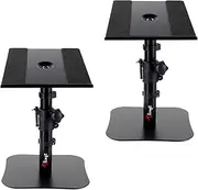 Desktop Speaker Stands Pair, Monitor Speaker Stand Riser Set of 2, 22.8 x 24 cm Metal Tray, Flat Base Compatible with Any Desk, Ideal for 5 to 7-inch Studio Monitor Speaker, Bookshelf Speaker