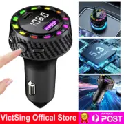 Bluetooth 5.3 FM Transmitter Car Adapter 30W Type-C PD USB Fast Charger Player