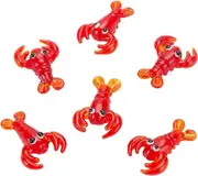 6Pcs Handmade Lampwork Crayfish Beads Red Lobster Spacer Beads 3D Animal Loose Beads for Party Carnival Decoration Supplies Jewelry Making