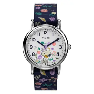 【TIMEX】天美時 x SNOOPY 限量聯名系列 花卉款手錶(白x深藍 TXTW2V45900)