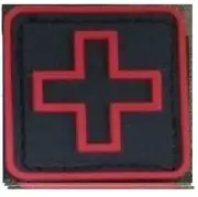 VELCRO® BRAND Fastener Morale Patch Medic PVC 1" Sized Red Outlined cross Black