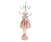 Mannequin Doll Ring Tower Princess Dress Storage Bow Tie Mannequin Doll Necklace Model with Silver Stand Pink