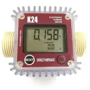 Digital K24 Turbine Fuel Flow Meter with LCD Display for Measuring Chemical, Water, and Sea Liquid Flow Red