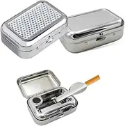 Portable Ashtrays,Mini Portable Ash Tray with Lid,Metal Portability Pocket Ashtray,Compact Cigarette Snuffers for Ashtray Office Indoor Outdoor Car Supplies,Compact Windproof Cigar Ashtrays