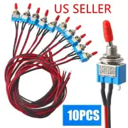 10PCS SPST Toggle Switch Pre-Wired On/Off Metal Small Automotive/Boat/Car/Truck