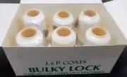 J&P Coats Bulky Lock 100% White Textured Nylon Thread Overlock Machines Set of 6