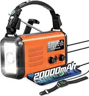 Emergency Weather Radio, 20000mAh Solar Radio, Hand Crank Radio with AM/FM/NOAA, Portable Radios with Flashlight & Reading Lamp, Earphone Jack,SOS Alarm, Phone Charger for Indoor Outdoor Emergencies