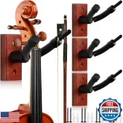 Tatuo 4 Pcs Violin Wall Mount Hanger Viola Metal Wooden Guitar Stand Bow Hold