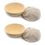 2PK Brunswick Bakers Round Rattan 23cm Bread Banneton w/ Lining Sourdough Basket