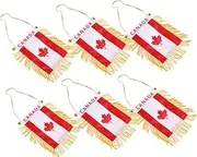 ETHZZLE 6pcs Mini Flags Car Decor Rearview Mirror Hanging Banners Plastic Satin Decorative Flags