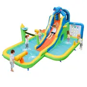 Babyjoy 9-in-1 Inflatable Water Slide Splash Pool w/Climbing Wall Water Cannons Ring Toss & Hoop(NO Blower)