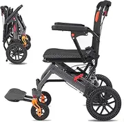 Wheelchairs for Adults, Folding Portable Ultra Light Transport Wheelchair,Trolleys for Elderly & Child Aircraft Travel w/ 10'' Honeycomb Tires, Maximum load 220 lbs, No Assembly Required