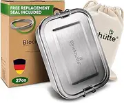 Blockhuette Premium Stainless Steel Lunch Boxes I 800ml I for Children | 3 compartments, Spare Seal | Reusable Sandwich Box I Metal Lunch Box I 2 Movable, Removable Divider I Leak Proof