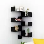 Black Corner Wall Shelves Set of 2 40cm Engineered Wood Storage Display