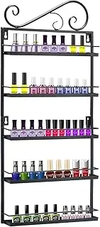 Meisax 5-Tier Nail Polish Shelf Metal Cosmetic Storage Nail Polish Rack Wall Shelf for Tonie Essential Oil Lipstick (Black)