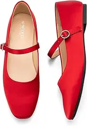 [AprCoco] Women's Flats Mary Jane Ballet Flats for Women Classic Square Toe Women Shoes Dressy Comfort Ankle Strap Flats for Women