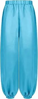 [Yruioon] Kids Girls Indian Belly Dance Pants Widde Leg Loose Fit Trousers Satin Harem Bloomers Halloween Fancy Pantaloons